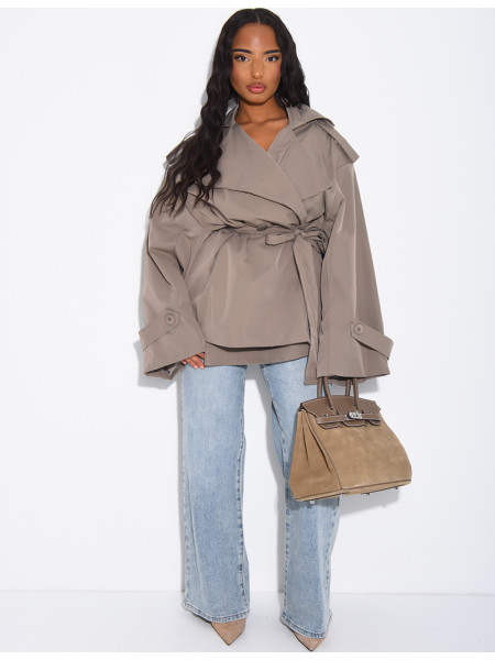 Trench court avec ceinture