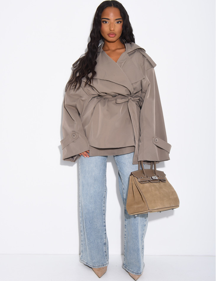Trench court avec ceinture