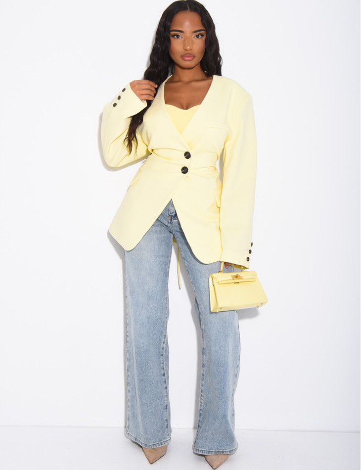 Blazer boutonné à nouer à la taille