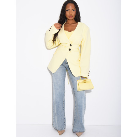 Blazer boutonné à nouer à la taille