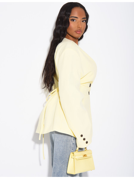 Blazer boutonné à nouer à la taille