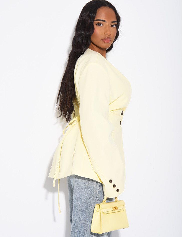 Blazer boutonné à nouer à la taille