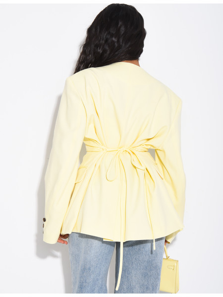 Blazer boutonné à nouer à la taille