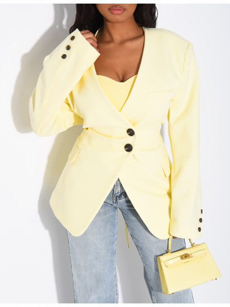 Blazer boutonné à nouer à la taille