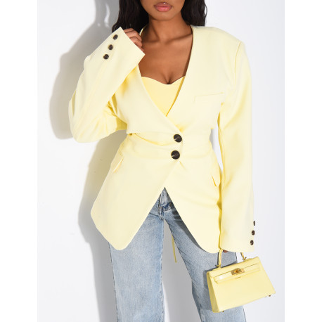 Blazer boutonné à nouer à la taille