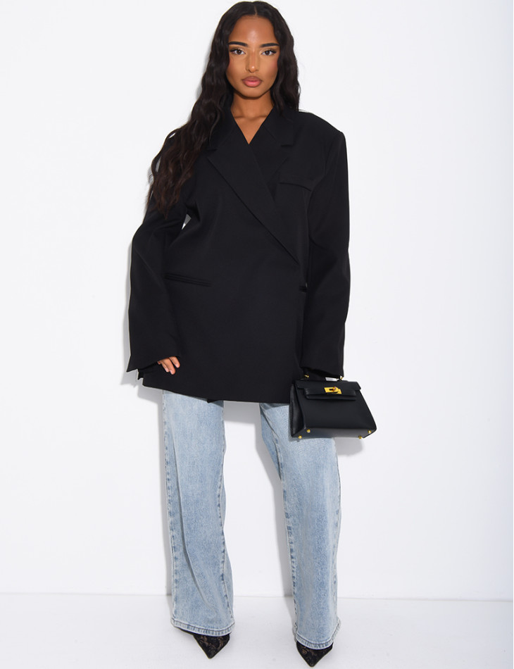 Oversized blazer with side slits