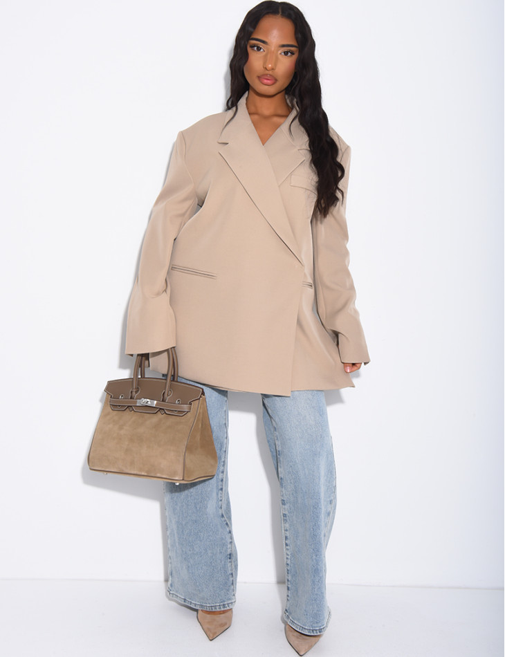 Blazer oversize à fentes sur les côtés