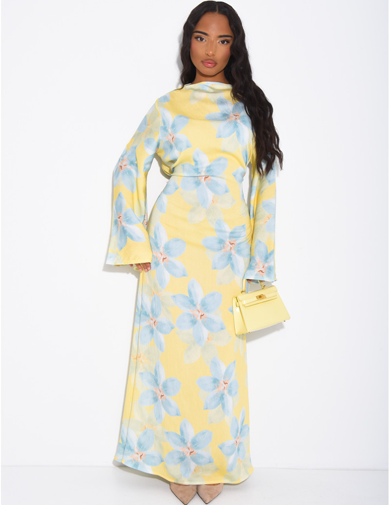 Robe longue effet lin à...
