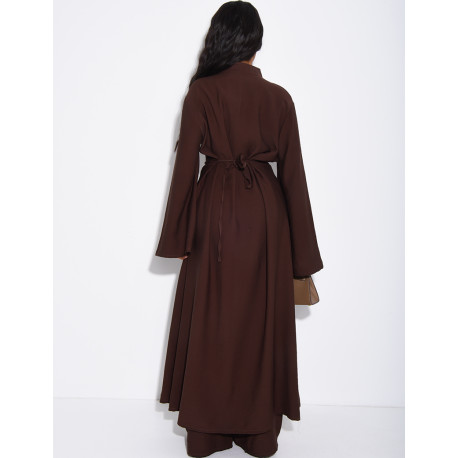 Ensemble effet lin pantalon large et tunique à boutons style asiatique