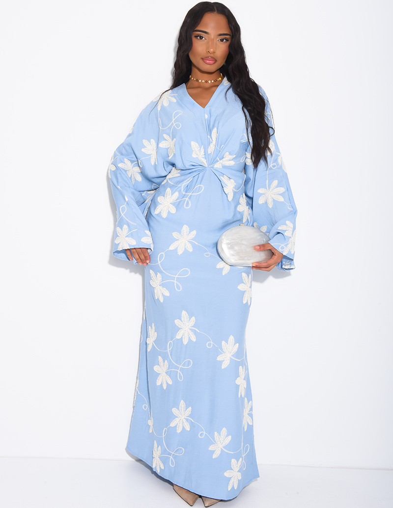Robe en lin froncée à...