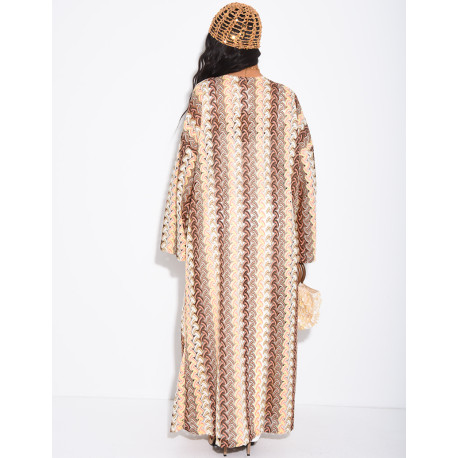 Langer, mehrfarbiger Häkelkimono