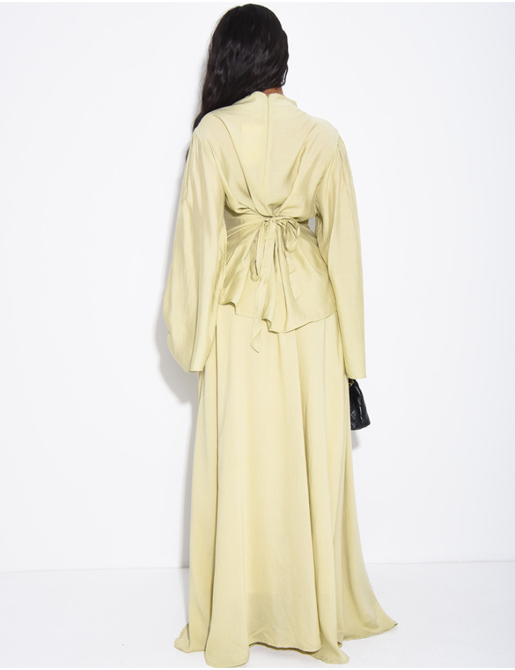 Ensemble jupe doublée et top drapé à nouer dans le dos