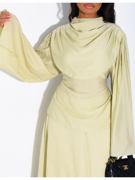 Ensemble jupe doublée et top drapé à nouer dans le dos