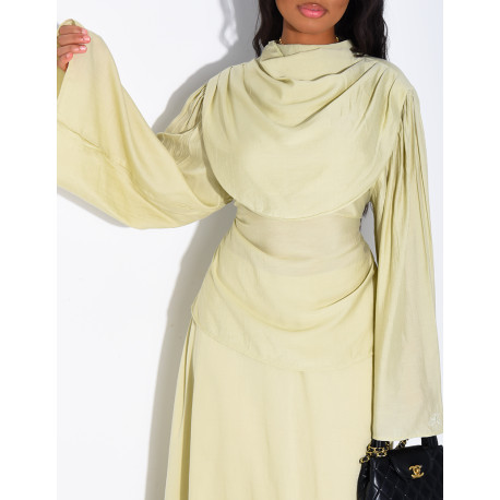 Ensemble jupe doublée et top drapé à nouer dans le dos