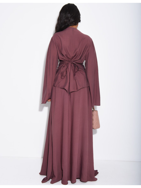 Ensemble jupe doublée et top drapé à nouer dans le dos