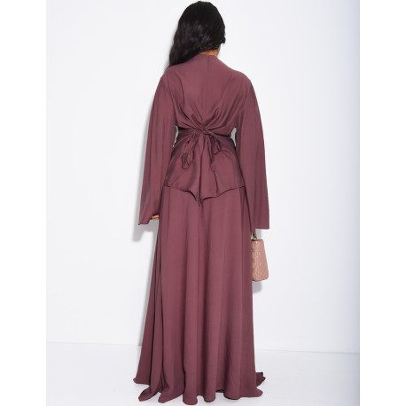 Ensemble jupe doublée et top drapé à nouer dans le dos