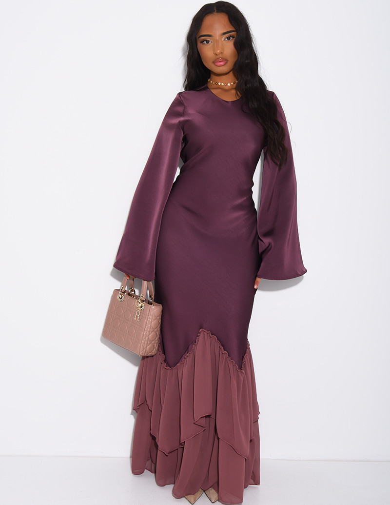 Long dress in premium satin...