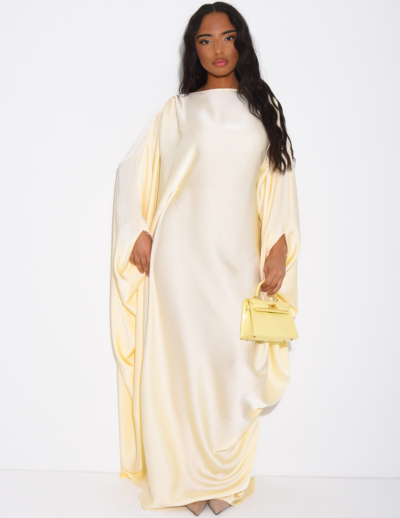 Draped satin butterfly dress