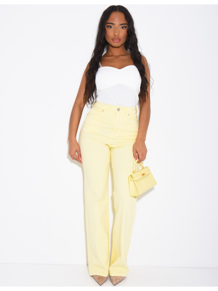 Jeans coupe droite taille haute stretchy