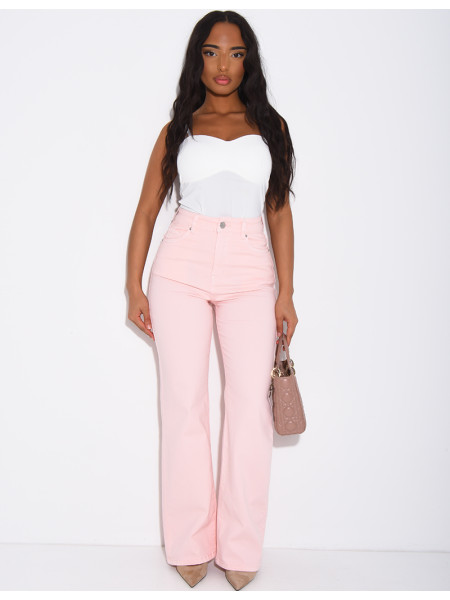 Jeans coupe droite taille haute stretchy