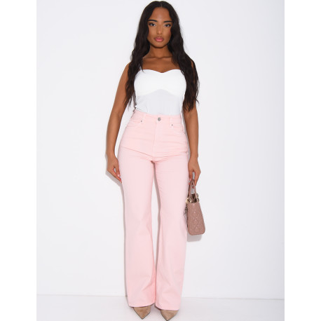 Jeans coupe droite taille haute stretchy