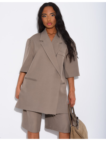 Ensemble bermuda de tailleur et blazer premium à manches courtes