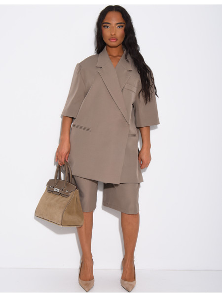 Ensemble bermuda de tailleur et blazer premium à manches courtes
