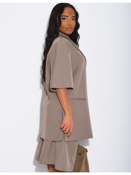 Ensemble bermuda de tailleur et blazer premium à manches courtes