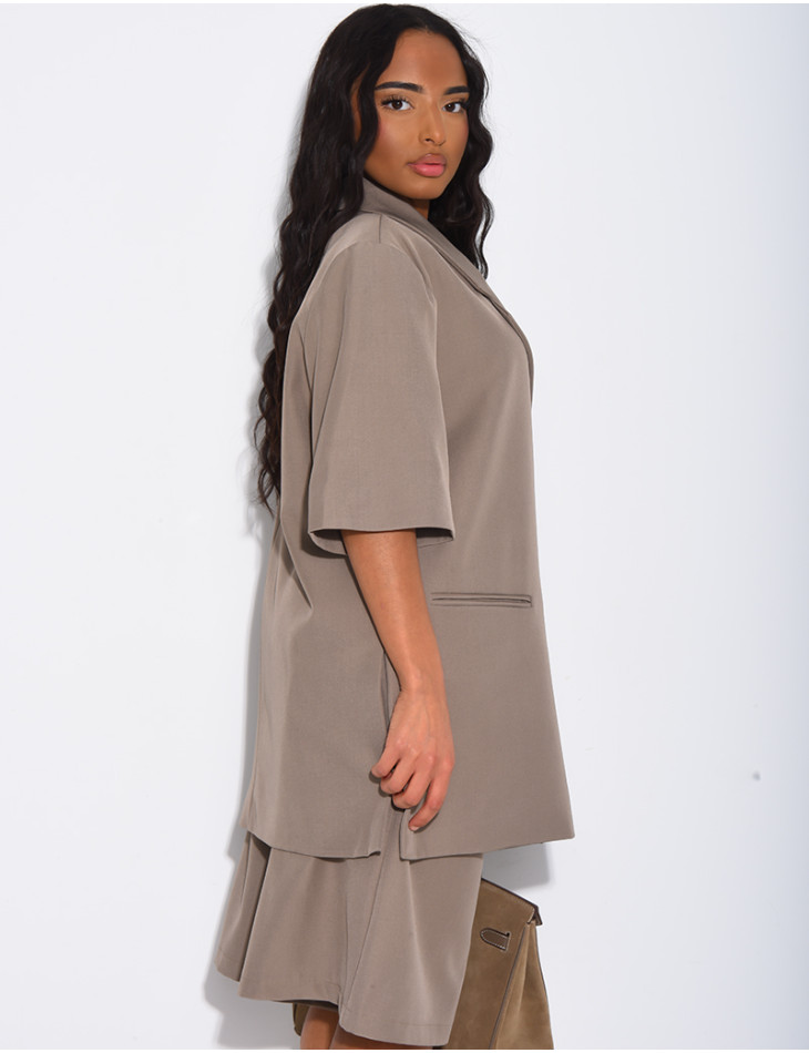 Ensemble bermuda de tailleur et blazer premium à manches courtes
