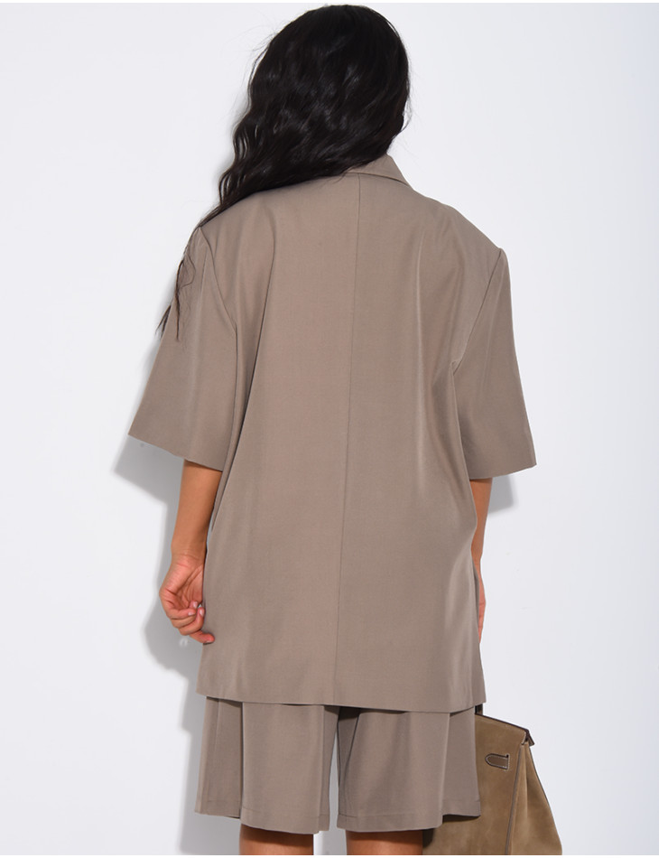 Ensemble bermuda de tailleur et blazer premium à manches courtes