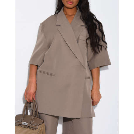 Ensemble bermuda de tailleur et blazer premium à manches courtes