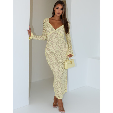 Long lace dress with flared sleeves