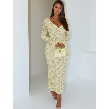 Long lace dress with flared sleeves