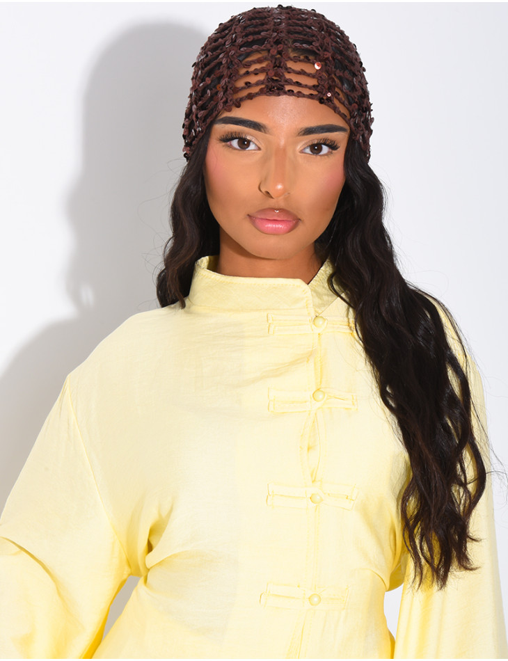 Crocheted sequined hat