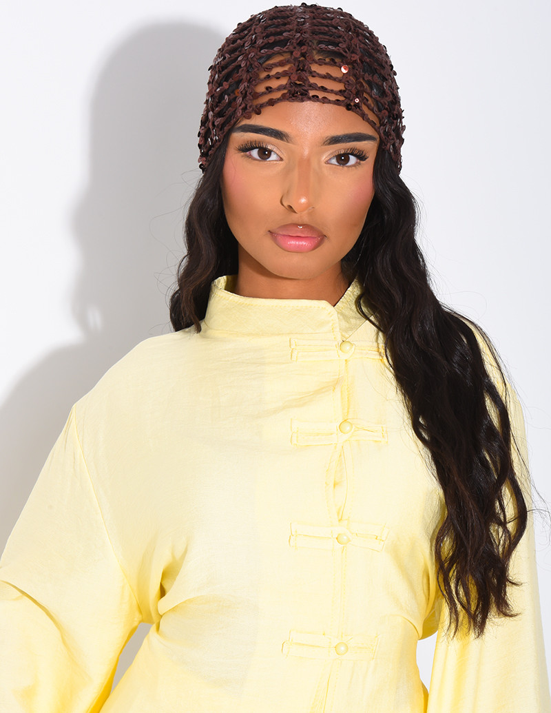 Crocheted sequined hat