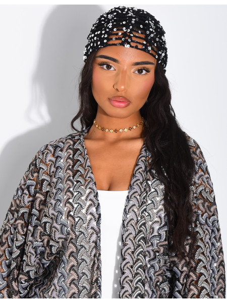 Crocheted sequined hat