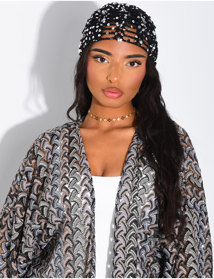 Crocheted sequined hat