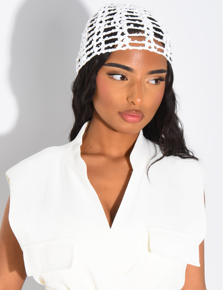 Crocheted sequined hat