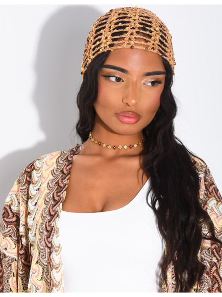 Crocheted sequined hat