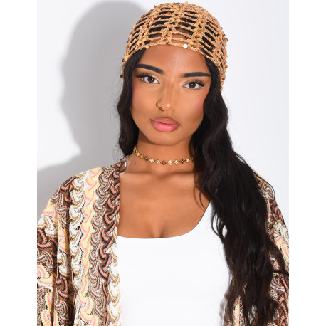 Crocheted sequined hat