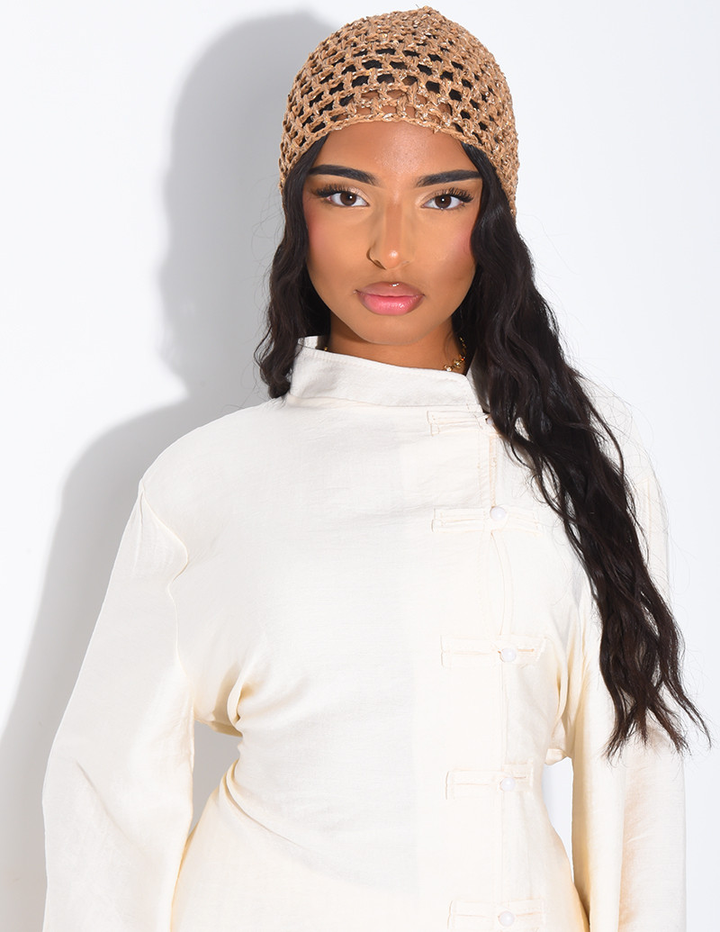 Crocheted hat with small...