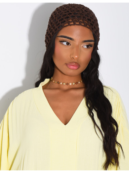 Crocheted hat with small sequins