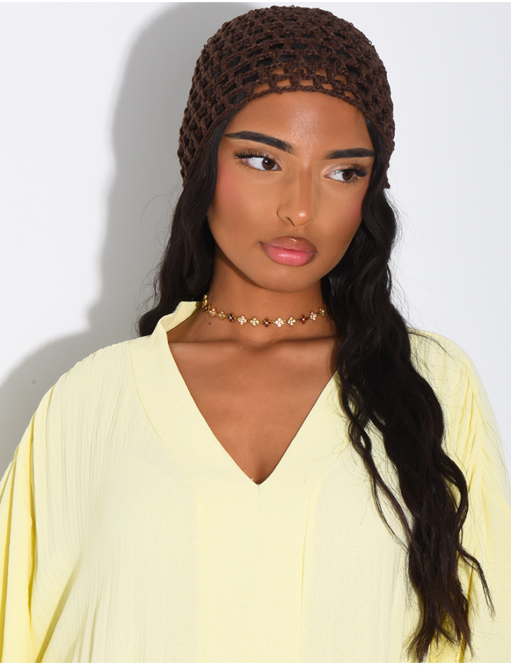 Crocheted hat with small sequins