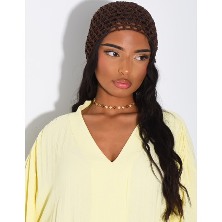Crocheted hat with small sequins