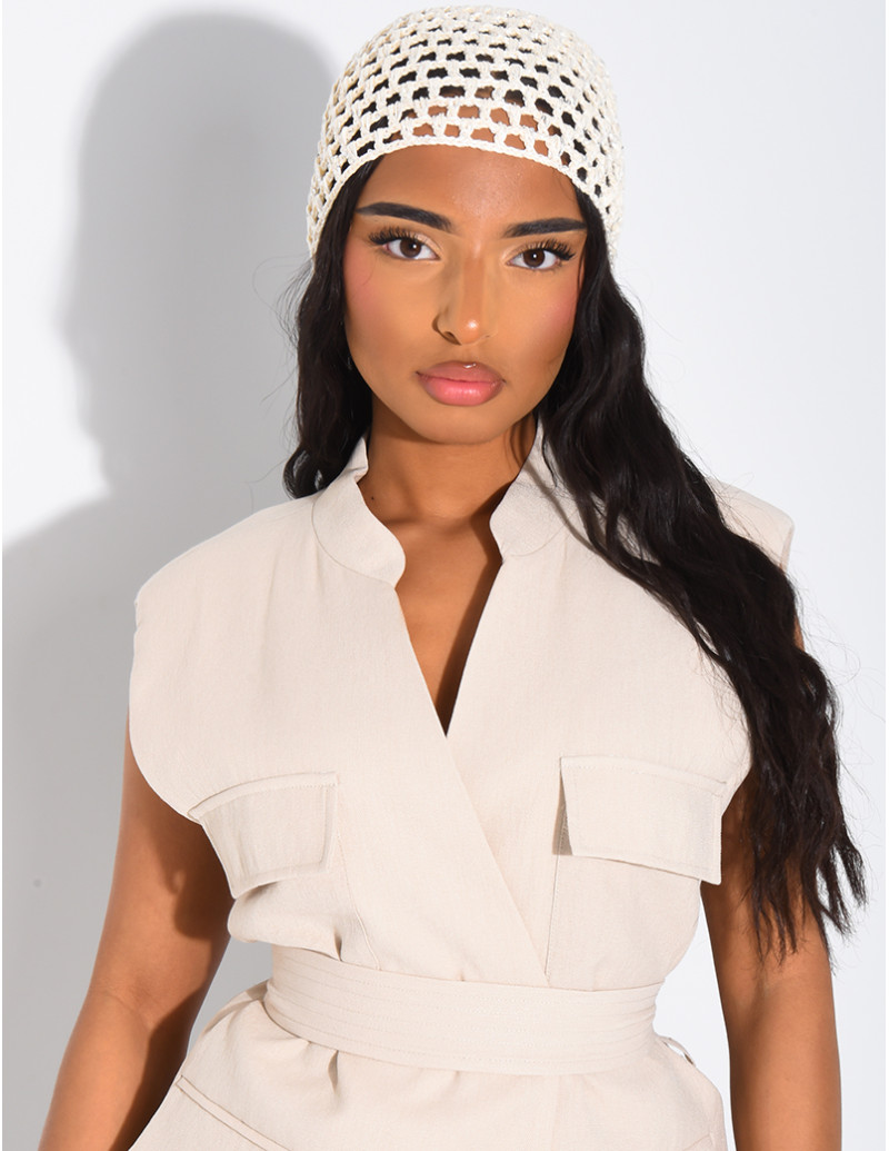 Crocheted hat with small...