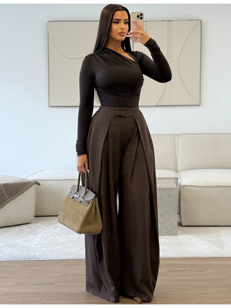 Pantalon de tailleur coupe large effet bouffant