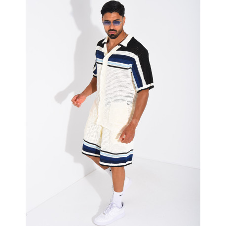 Ensemble ajouré short et chemise