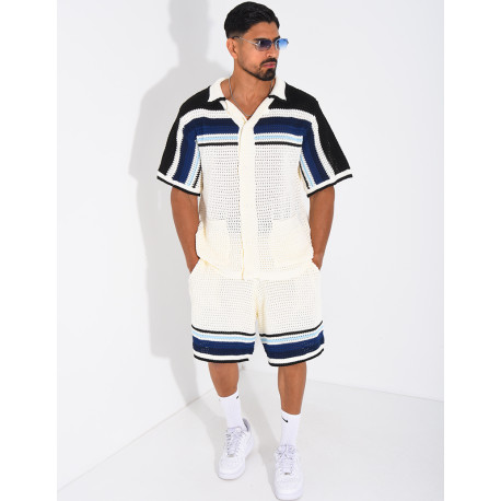 Ensemble ajouré short et chemise