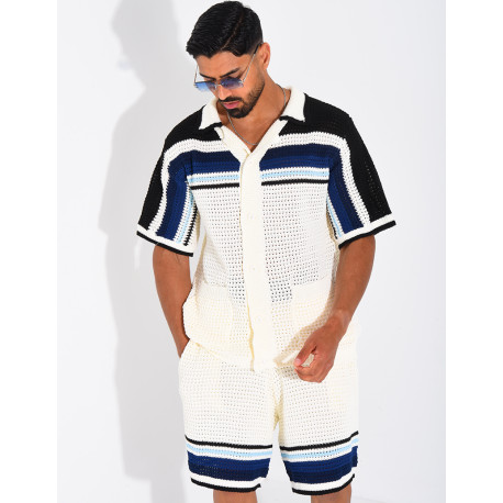 Ensemble ajouré short et chemise