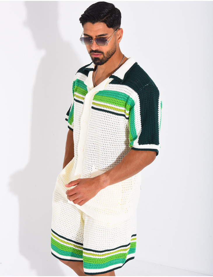 Ensemble ajouré short et chemise